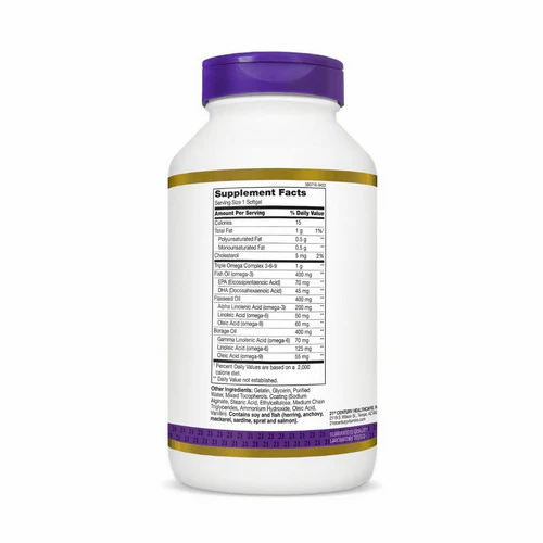 21st Century, Triple Omega Complex 3-6-9, 180 Softgels - Image 3