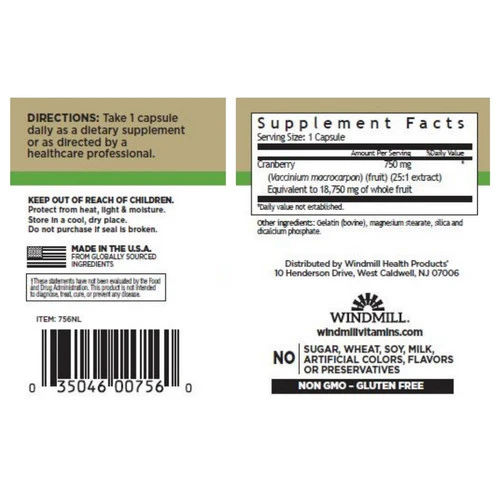 Windmill Health, Triple Strength Cranberry, 750 mg, 30 Tabs - Image 2