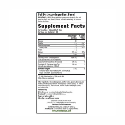 Irwin Naturals, Triple-Diet Fat Reduction Max Accelerator, 72 Softgels - Image 2