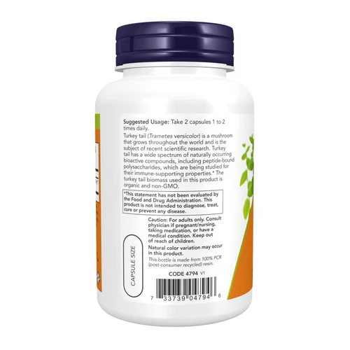 Now Foods, Turkey Tail, 500 mg, 90 VegCaps - Image 3