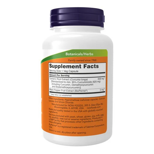 Now Foods, Turmeric Curcumin + Bioperine, 90 VegCaps - Image 2