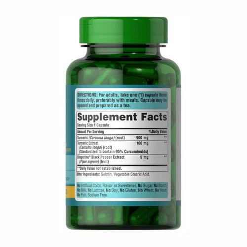 Puritan's Pride, Turmeric Curcumin with Bioperine, 1000 mg, 120 Capsules - Image 3