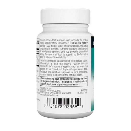 Source Naturals, Turmeric Extract, 1000 mg, 30 Tabs - Image 3