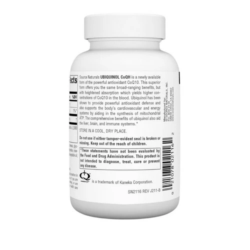 Source Naturals, Ubiquinol Co QH, 100mg, 60 softgels - Image 3