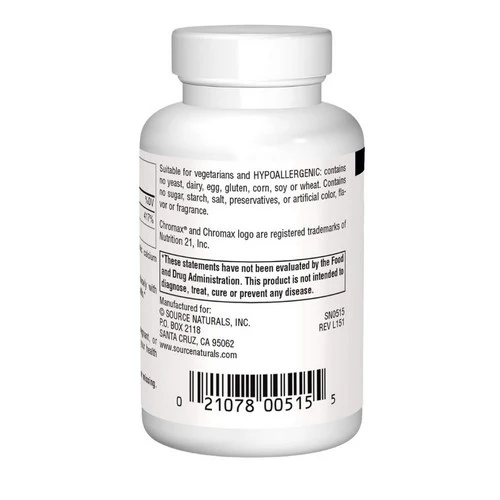 Source Naturals, Ultra Chromium Picolinate, 500 mcg, 60 Tabs - Image 2