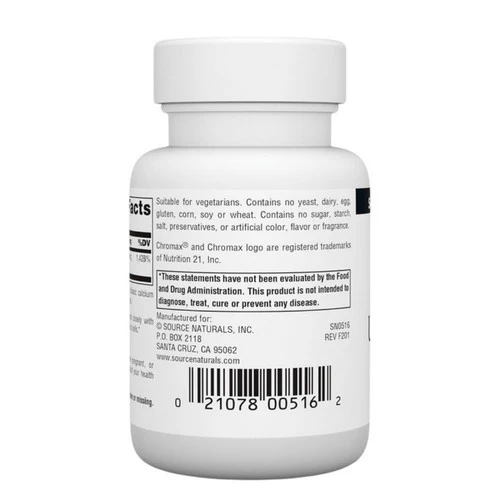 Source Naturals, Ultra Chromium Picolinate, 500 mcg, 120 Tabs - Image 3