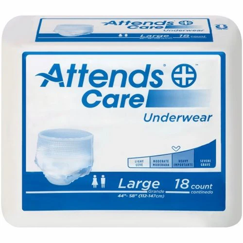 Attends, Unisex Adult Absorbent Underwear Attends  Care Pull On with Tear Away Seams Large Disposable Moderat, Case Of 4