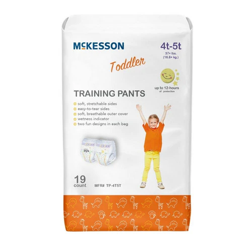 McKesson, Unisex Toddler Training Pants Pull On with Tear Away Seams Size 4T to 5T Disposable, Count of 4