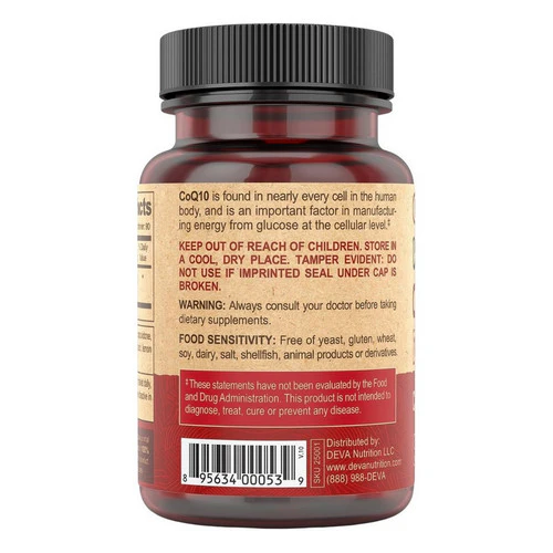 Deva Vegan Vitamins, Vegan Coenzyme Q10, 100 mg, 90 Tabs - Image 3