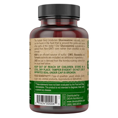 Deva Vegan Vitamins, Vegan Glucosamine MSM-CMO, 90 Tab - Image 3