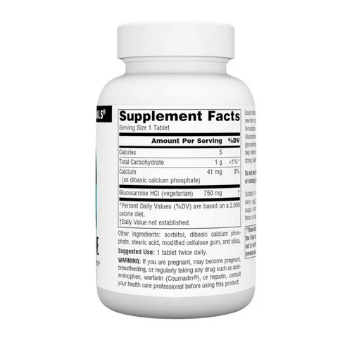 Source Naturals, Vegetarian Glucosamine, 750 mg, 60 Tabs - Image 2