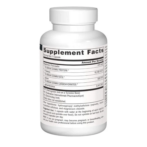 Source Naturals, Vegetarian Pancreatin, 475 mg, 60 Caps - Image 2
