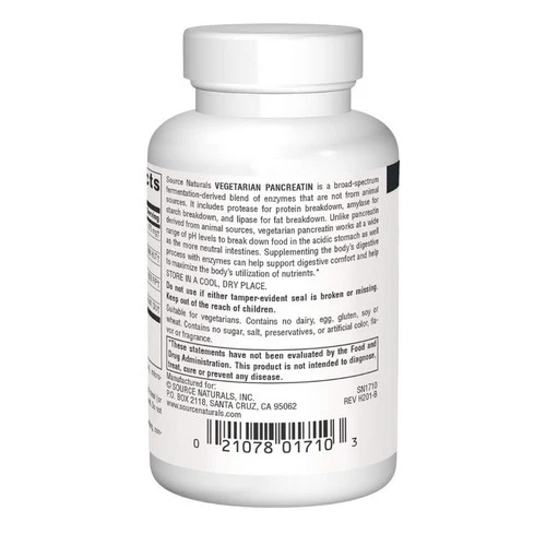 Source Naturals, Vegetarian Pancreatin, 475 mg, 60 Caps - Image 3