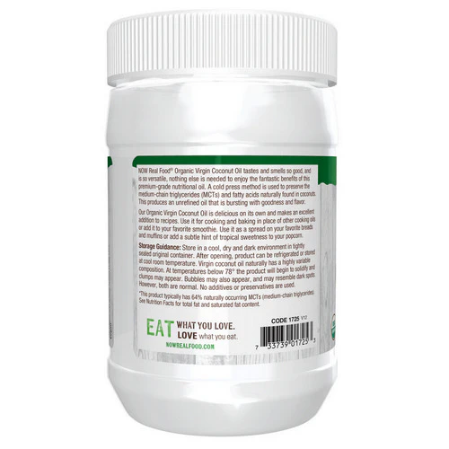 Now Foods, Organic Virgin Coconut Oil, 12 oz - Image 3