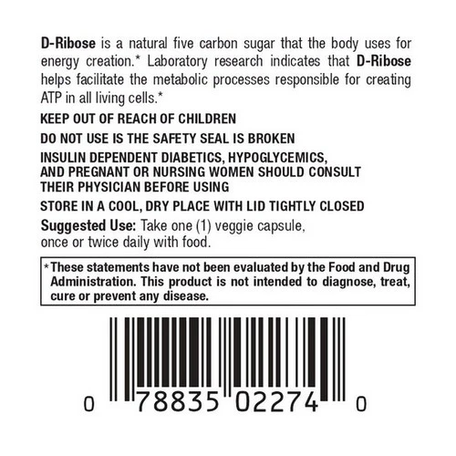 Vita plus, Vita Plus D Ribose, 700 Mg, 60 Veggie Capsules - Image 2