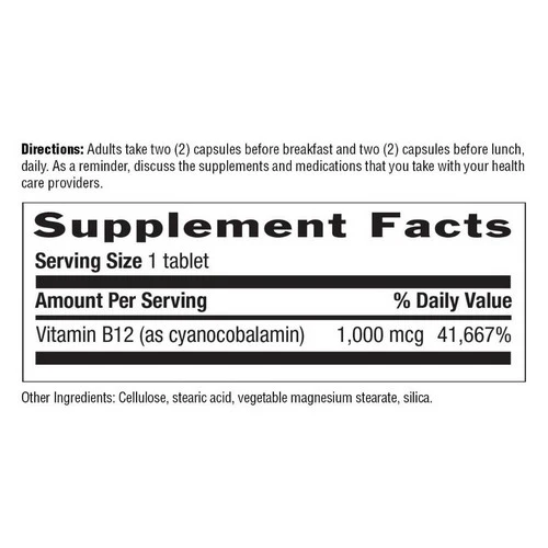 Country Life, Vitamin B-12 TR, 1000 MCG, 60 Tabs - Image 2
