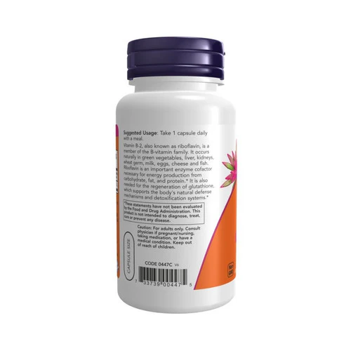 Now Foods, Vitamin B-2 Riboflavin, 100mg, 100 Caps - Image 3