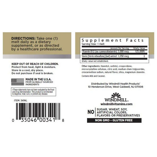 Windmill Health, Vitamin B12, 3000mcg, 60 Tabs - Image 2