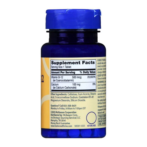 Foster And Thrive, Vitamin B-12, 500 Mcg, 100 Tabs - Image 3