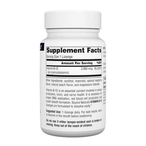 Source Naturals, Vitamin B-12, 2000 mcg, 100 Tabs - Image 2