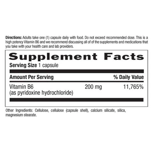 Country Life, Vitamin B-6, 200 MG, 90 Caps - Image 2