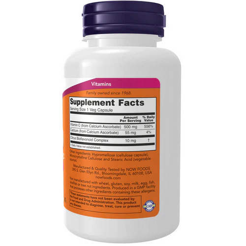 Now Foods, Vitamin C-500 Calcium Ascorbate, 100 Veg Caps - Image 2