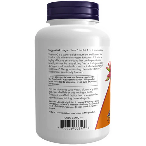 Now Foods, Vitamin C-500 Cherry Chewable, 100 Tabs - Image 3