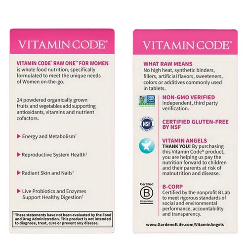 Garden of Life, Vitamin Code RAW One for Women, 30 caps - Image 3