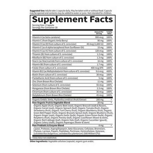 Garden of Life, Vitamin Code Raw One For Men Multivitamin Capsules, Raw One for Men, 30 Count - Image 2