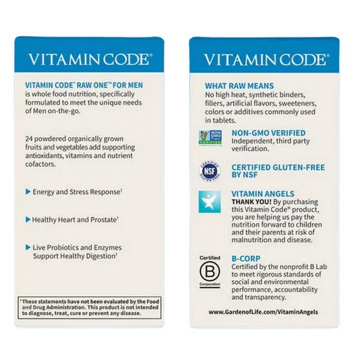 Garden of Life, Vitamin Code Raw One For Men Multivitamin Capsules, Raw One for Men, 30 Count - Image 3
