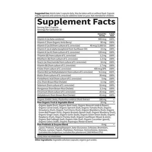 Garden of Life, Vitamin Code Raw One For Men Multivitamin Capsules, Raw One for Men, 30 Count - Image 4
