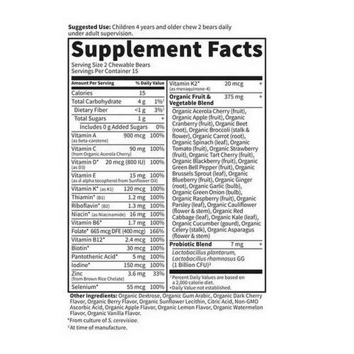 Garden of Life, Vitamin Code Kids Cherry Berry Chewables Bears, Kids, 30 Count - Image 2