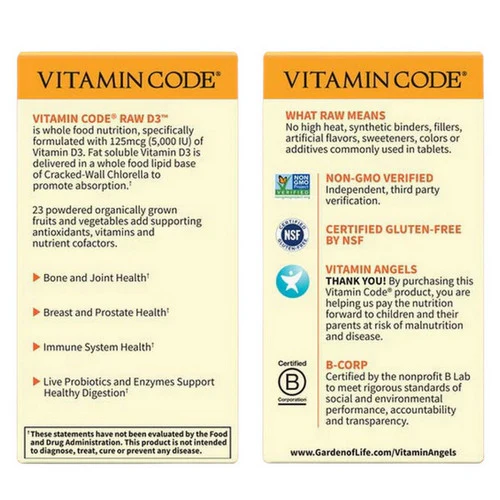 Garden of Life, Vitamin Code RAW D3, 5000 iu, 60 caps - Image 3