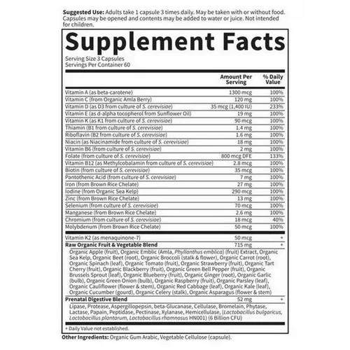 Garden of Life, Vitamin Code  RAW Prenatal, 180 vcaps - Image 2