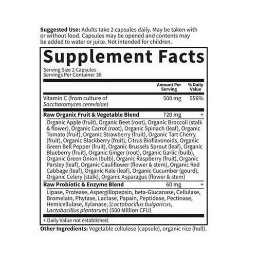 Garden of Life, Vitamin code, Raw Vitamin C 120 vcaps - Image 2