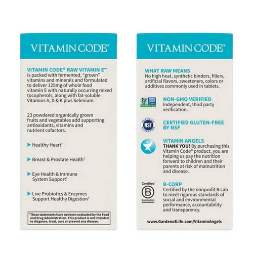 Garden of Life, Vitamin Code, Raw Vitamin E Complex 60 Caps - Image 3