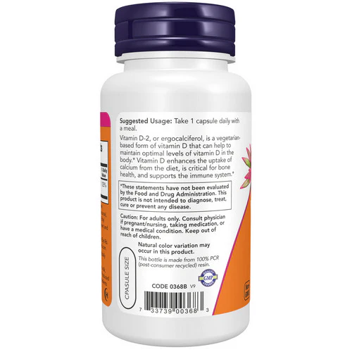 Now Foods, Vitamin D, 1000 IU, 120 Veg Caps - Image 3