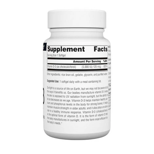 Source Naturals, Vitamin D-3 5000 IU, 200 softgels - Image 2