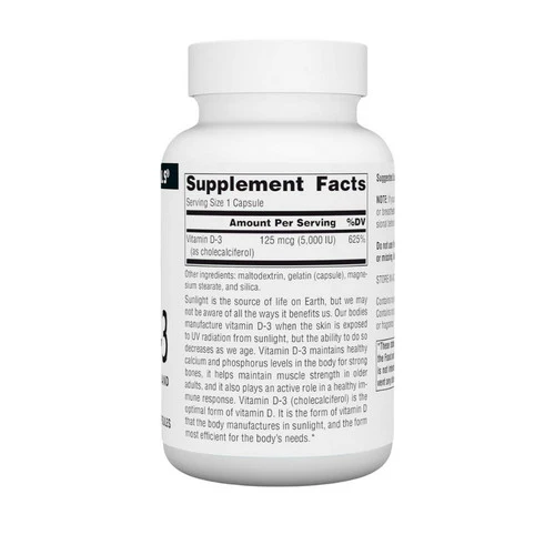 Source Naturals, Vitamin D-3, 5000 IU, 120 Caps - Image 2
