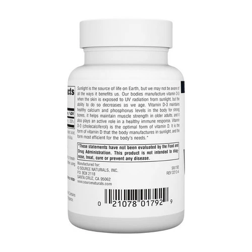 Source Naturals, Vitamin D, 1000 IU, 200 Tabs - Image 3