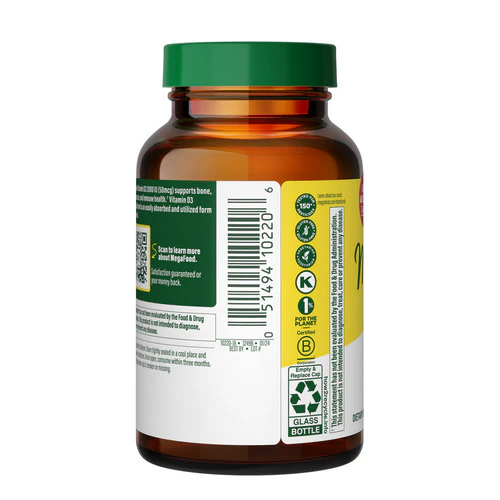 MegaFood, Vitamin D3, 2000 IU, 30 Tabs - Image 2