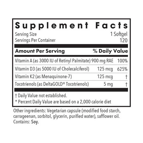 Nutricology/ Allergy Research Group, Vitamin D3 Complete 5000 High Potency D With A And K2, 60 Softgels - Image 2