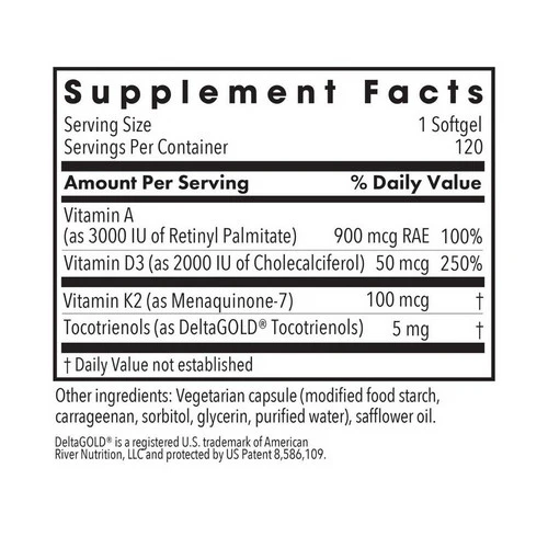 Nutricology/ Allergy Research Group, Vitamin D3 Complete Daily Balance with A and K2, 120 Softgels - Image 2