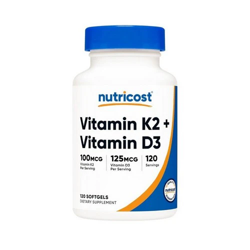 Nutricost, Vitamin K2 + Vitamin D3 Softgels, 100 Mcg/5000 IU, 120 Count