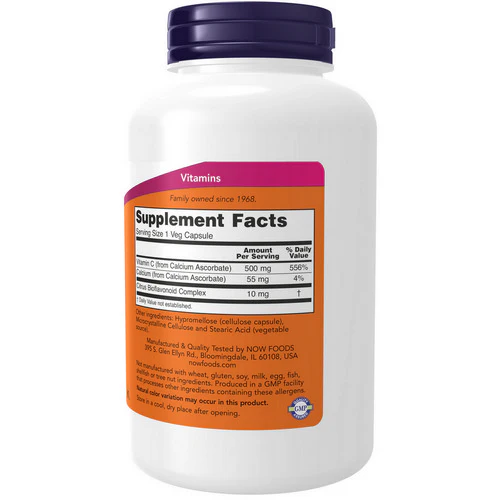 Now Foods, Vitamin C-500 Calcium Ascorbate-C, ASCORBATE, 250 Veg Caps - Image 2