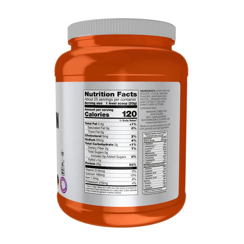 Now Foods, Whey Protein Isolate, Dutch Chocolate, 1.8 lbs - Image 2