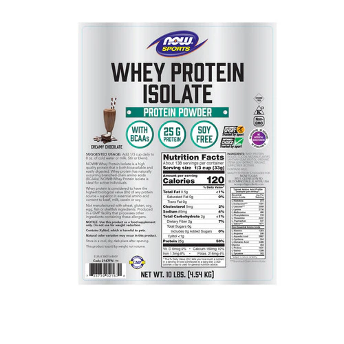 Now Foods, Whey Protein Isolate, Natural Dutch Chocolate, 10lb - Image 2
