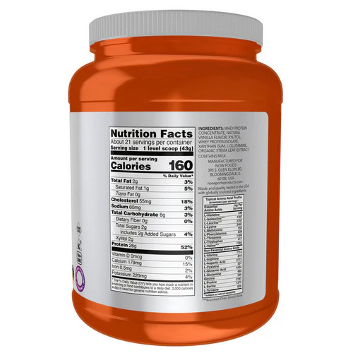 Now Foods, Whey Protein, Natural Vanilla, 2 lbs - Image 2