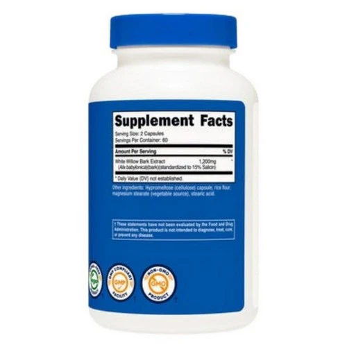 Nutricost, White Willow Bark Capsules, 1200 Mg, 120 Count - Image 2