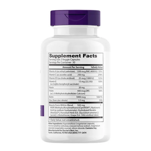 Doctors Best, Women's Hair, Skin & Nails, 60 VegCaps - Image 2